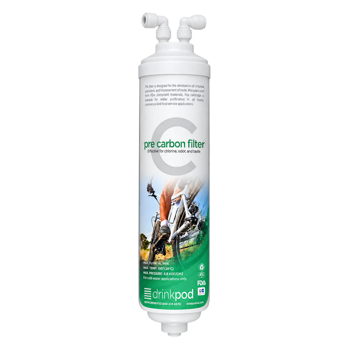 Drinkpod inline pre carbon filter pod