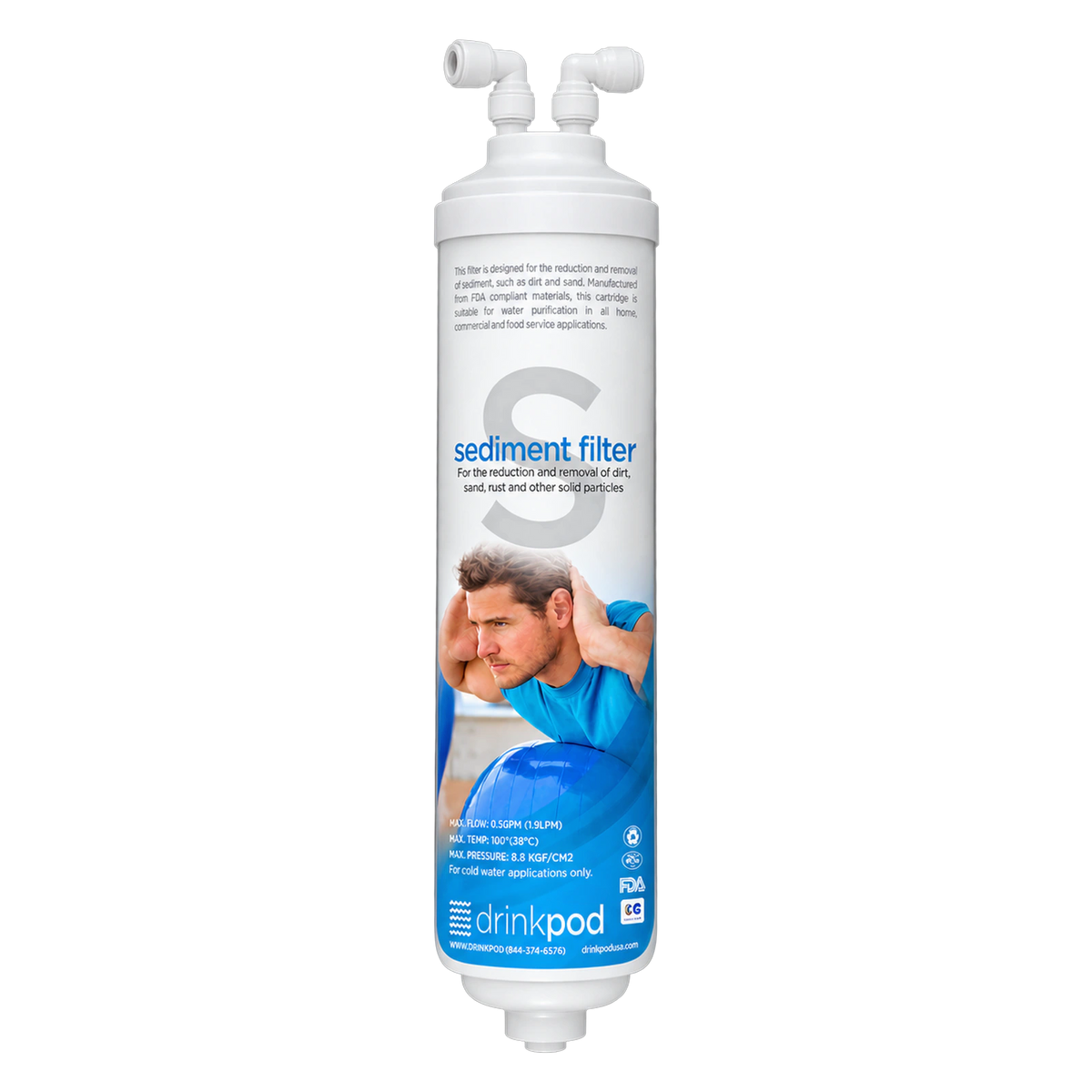Drinkpod inline sediment filter pod