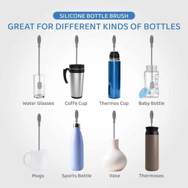 Silicone Bottle Brush, Water Bottle Cleaner Brush for Stanley