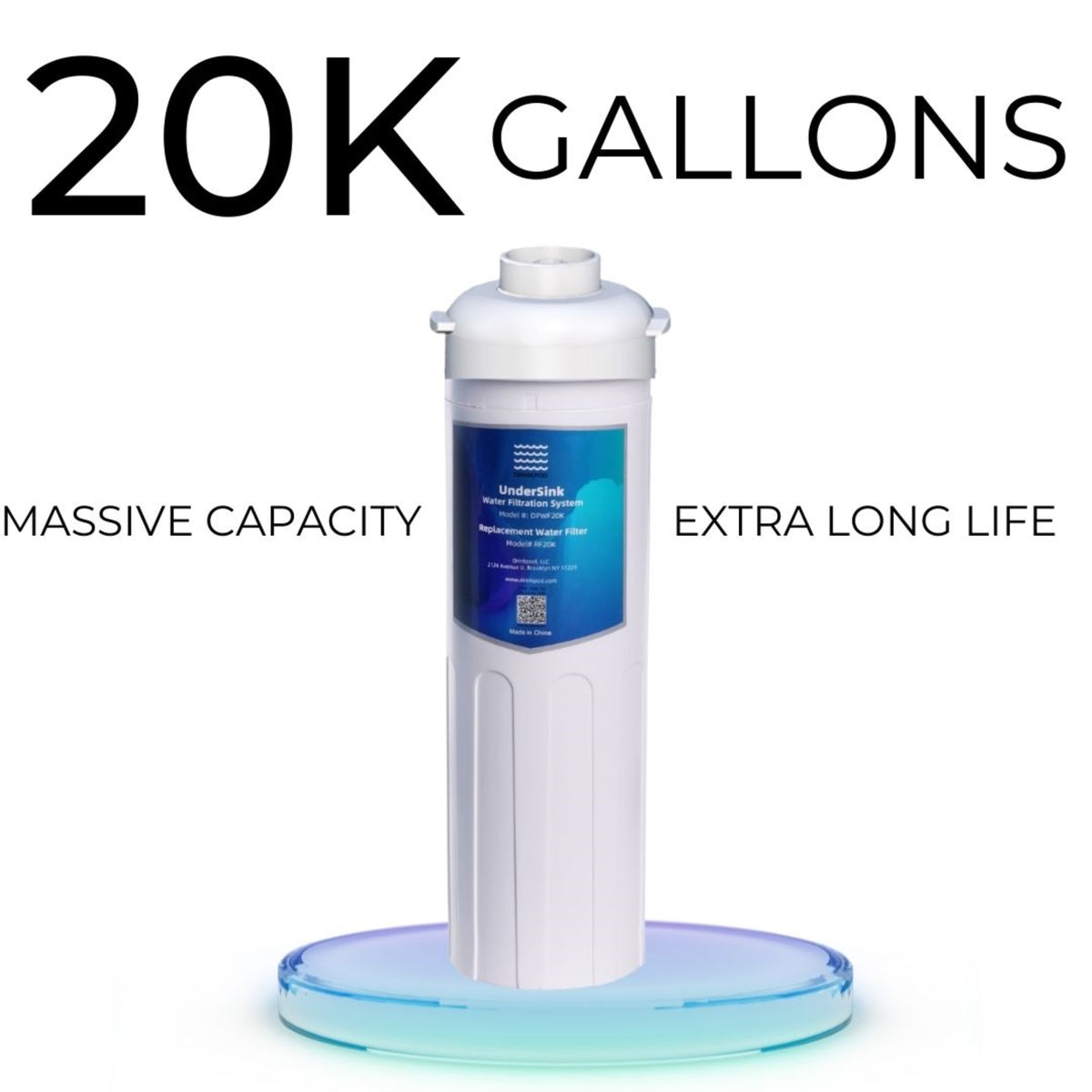 20,000 Gallon Replacement Water Filter For Under Sink Filtration System