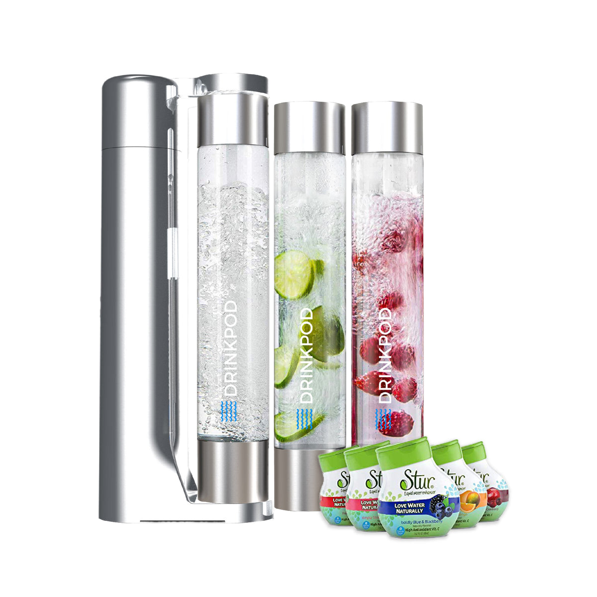 FIZZPod 1+ Soda Maker + Stur Water Flavor Enhancemer Pack