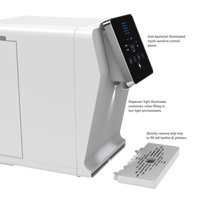 Countertop Bottleless Cooler Pro Series with 1000 Touch Controls, Ultra Violet Sterilization and Ultra Plus 3 Filtration in White