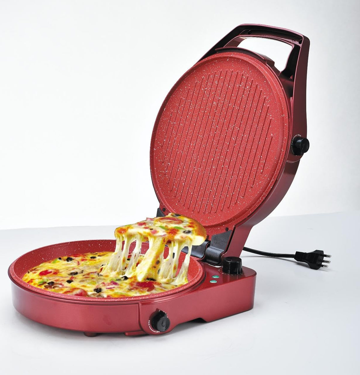 DRINKPOD 12-Inch Pizza Maker &amp; Electric Griddle Nonstick, 180 Flat Open, Dual Heating Plates, Adjustable Temp &amp; Timer  Ideal for Pancakes, Crepes, Quesadillas, Grilled Cheese
