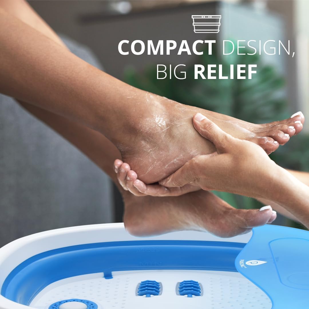 Collapsible Wireless Footbath Spa Massager | Portable Acupressure Massage with Adjustable Heat Settings | Compact for Travel and Home Use