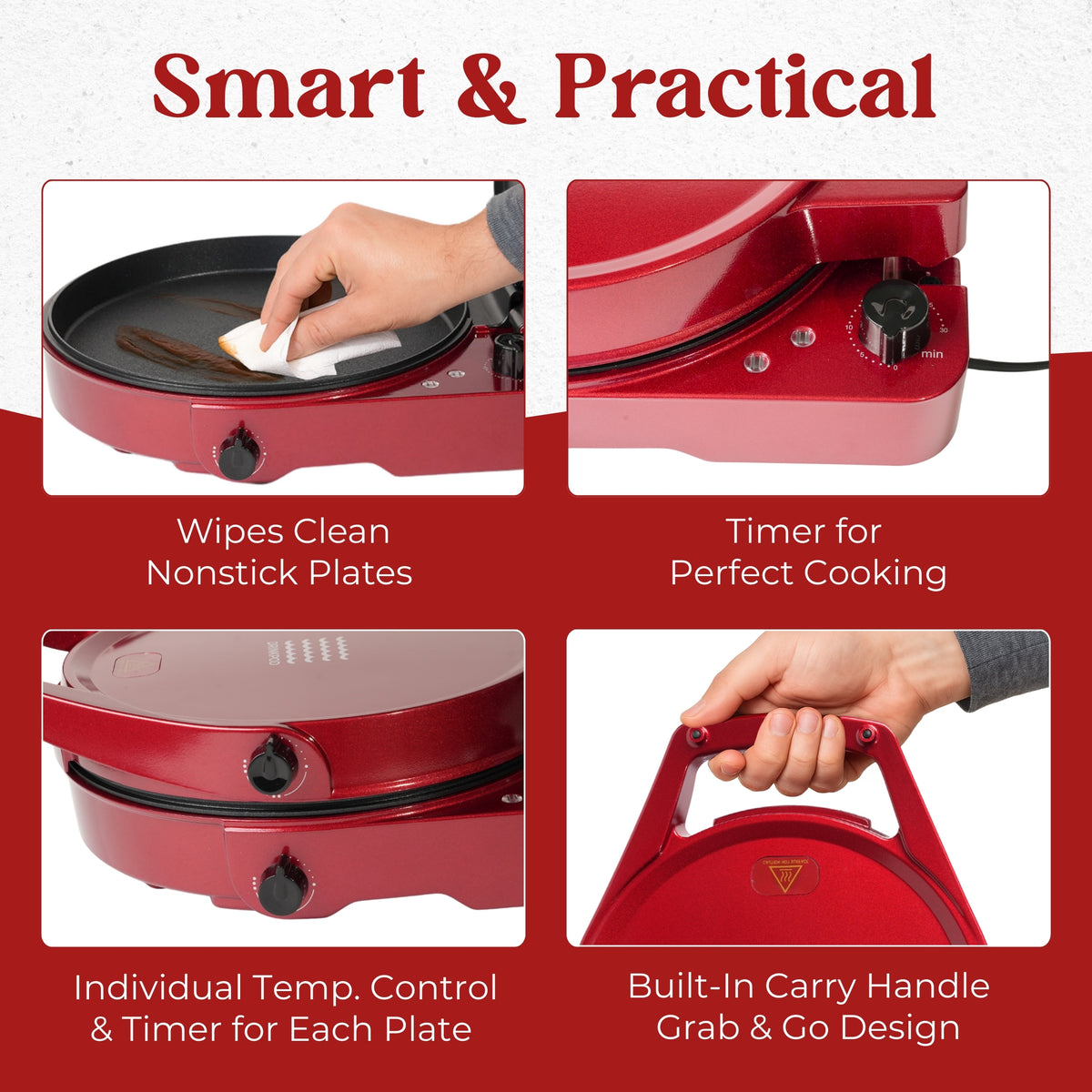 DRINKPOD 12-Inch Pizza Maker &amp; Electric Griddle Nonstick, 180 Flat Open, Dual Heating Plates, Adjustable Temp &amp; Timer  Ideal for Pancakes, Crepes, Quesadillas, Grilled Cheese