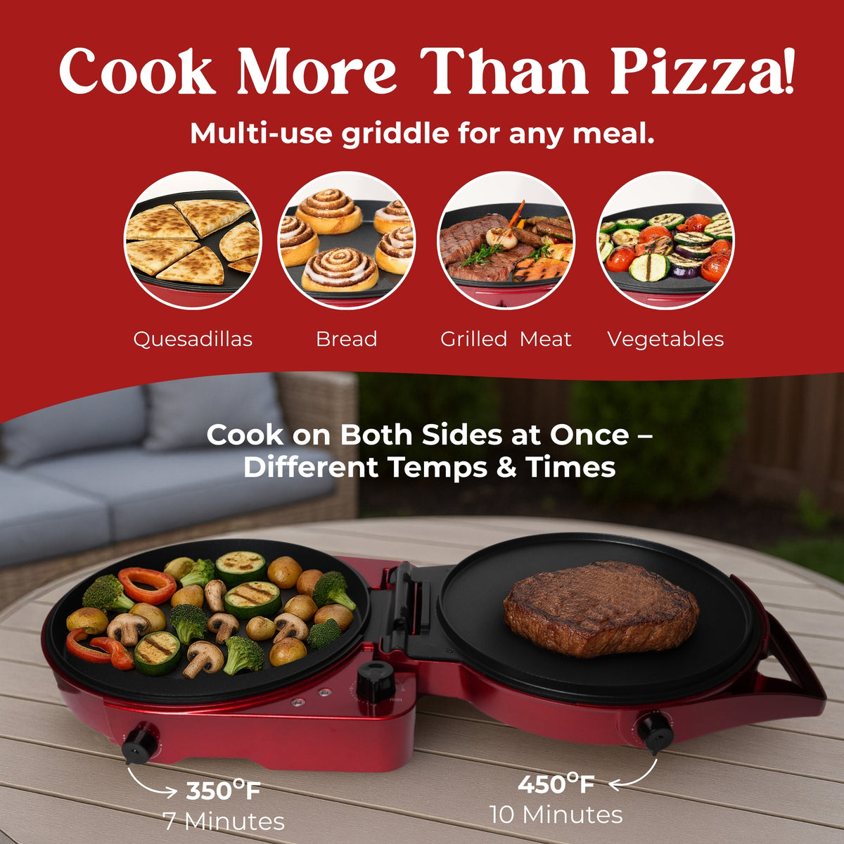 DRINKPOD 12-Inch Pizza Maker &amp; Electric Griddle Nonstick, 180 Flat Open, Dual Heating Plates, Adjustable Temp &amp; Timer  Ideal for Pancakes, Crepes, Quesadillas, Grilled Cheese
