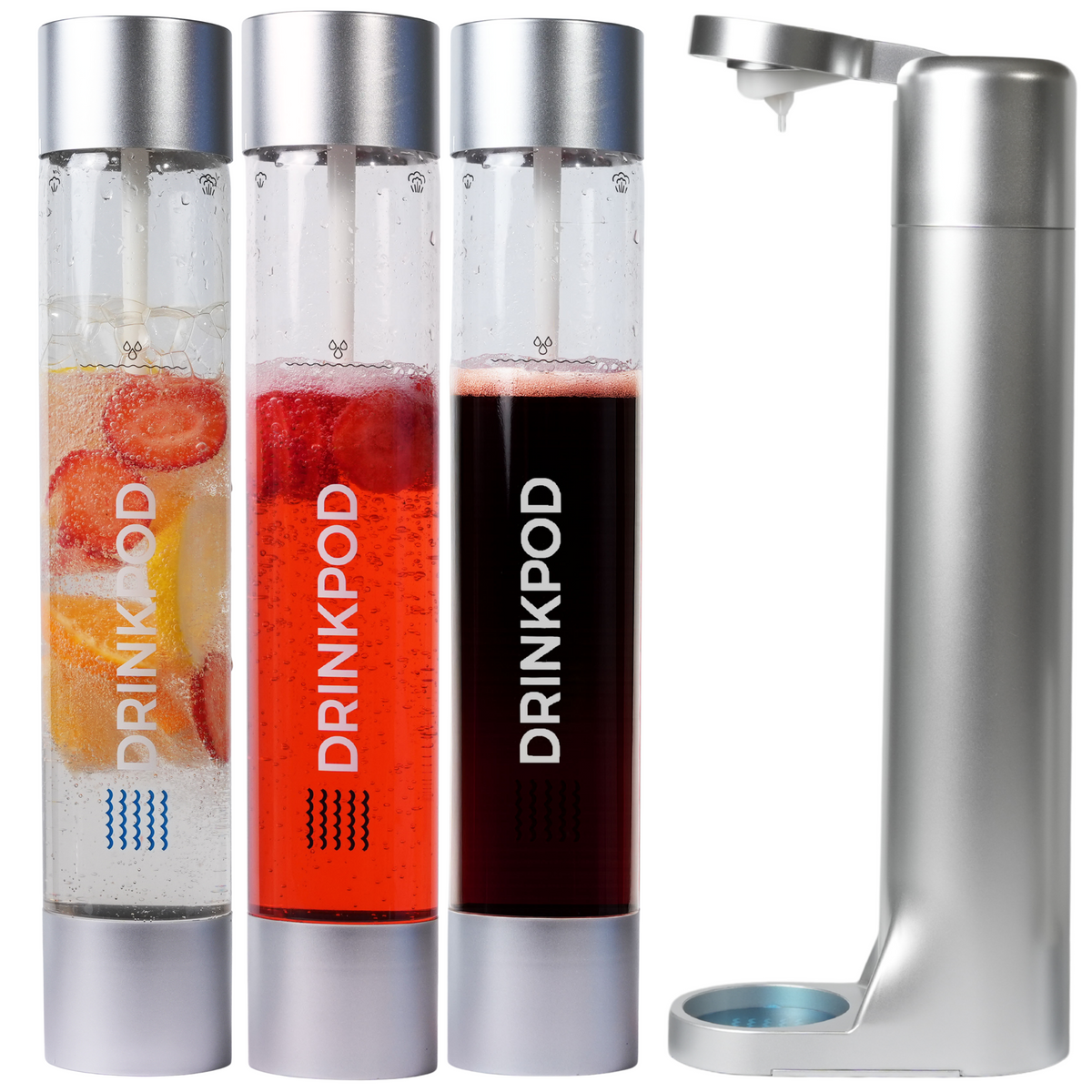 FIZZPod Soda Machine - Make Homemade Sparkling Water, Juice, Tea and Cocktail Drinks with Fruits &amp; Candy