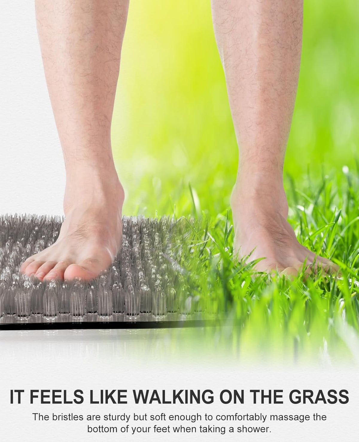 Non Slip Grassy Bathtub Mat with Soft Bristles for Scrubbing Feet