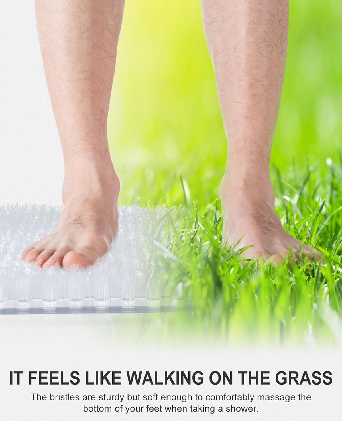 Non Slip Grassy Bathtub Mat with Soft Bristles for Scrubbing Feet