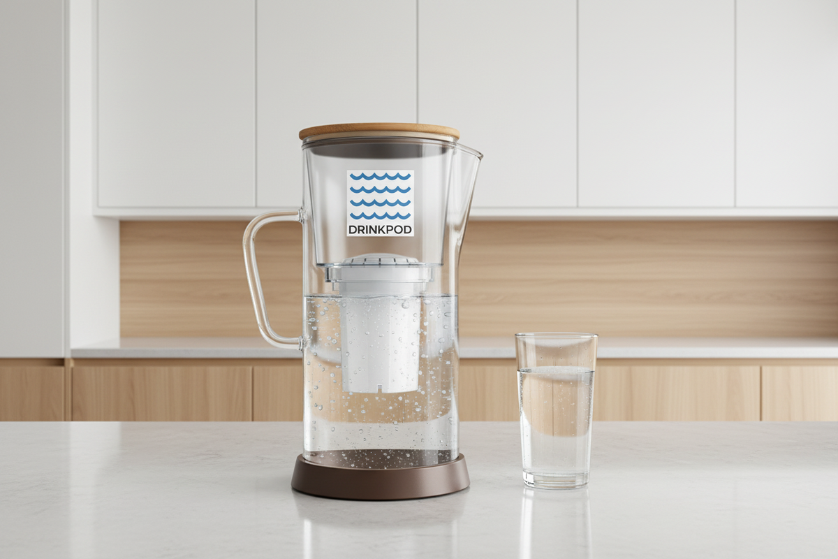 Drinkpod pH Restore 3.5L Glass Alkaline Water Pitcher - Long Lasting Water Filter Pitcher with Multi-Stage Filtration System - Glass Water Jug for High pH, Pure Drinking Water