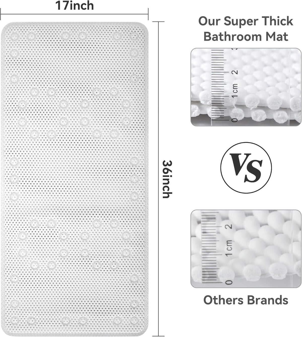 DOUBLE PADDED Cushion SHOWER Mat 17X36