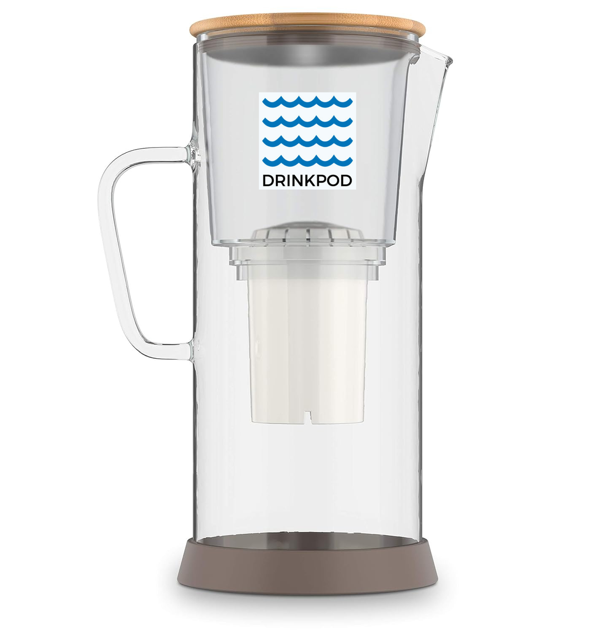 Drinkpod pH Restore 3.5L Glass Alkaline Water Pitcher - Long Lasting Water Filter Pitcher with Multi-Stage Filtration System - Glass Water Jug for High pH, Pure Drinking Water