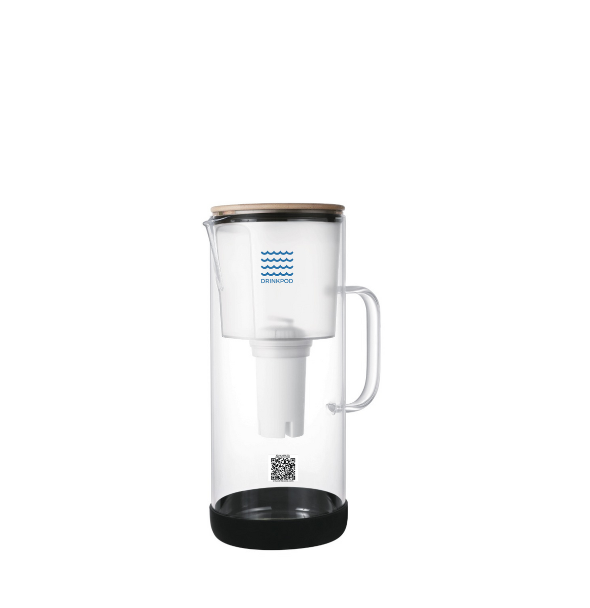 Drinkpod pH Restore Glass Alkaline Water Pitcher - Long Lasting Water Filter Pitcher with Multi-Stage Filtration System - Glass Water Jug for High pH, Pure Drinking Water