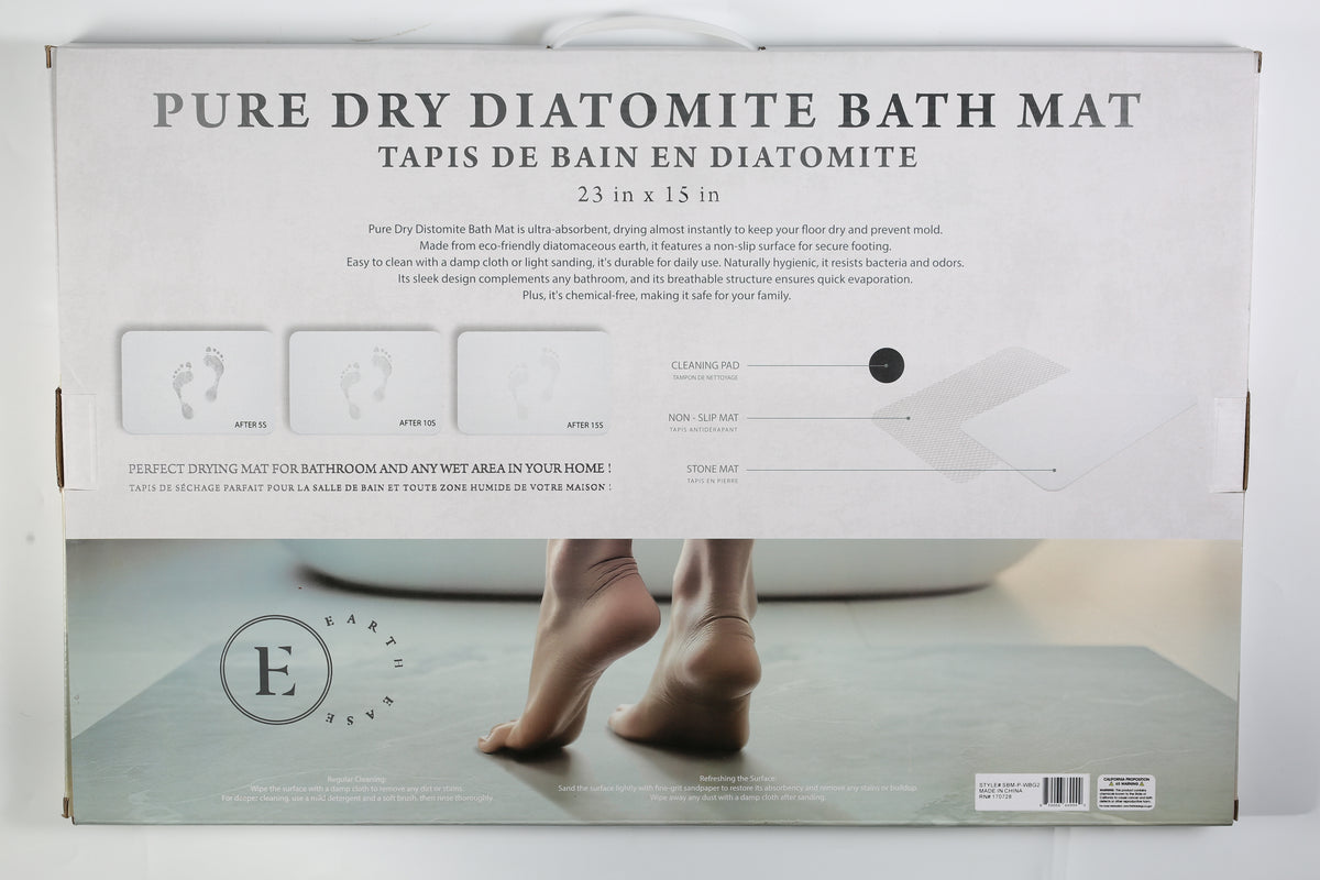 Stone Bath Mat Diatomaceous Earth Shower Mat Non-Slip Super Absorbent Bathroom Floor Mat Quick Drying Natural 23x15