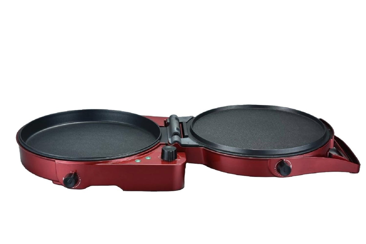 DRINKPOD 12-Inch Pizza Maker &amp; Electric Griddle Nonstick, 180 Flat Open, Dual Heating Plates, Adjustable Temp &amp; Timer  Ideal for Pancakes, Crepes, Quesadillas, Grilled Cheese