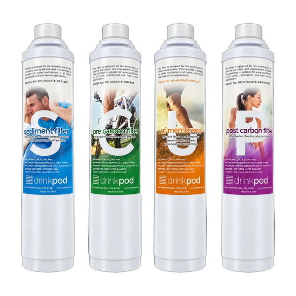 Drinkpod countertop purifier replacement filter set, four filters