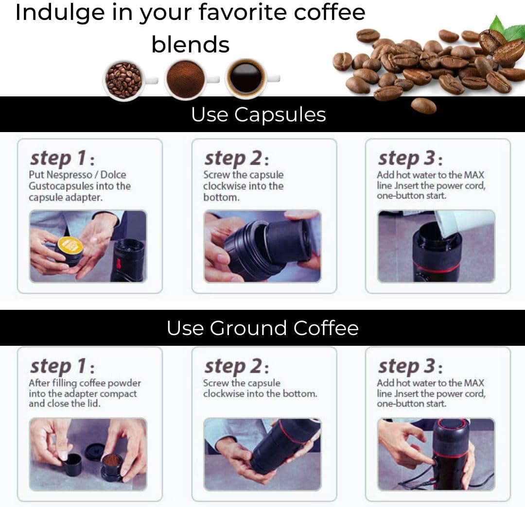 2 in 1 Portable Coffee Maker Coffee Machine for Ground Coffee and Coffee  Capsule