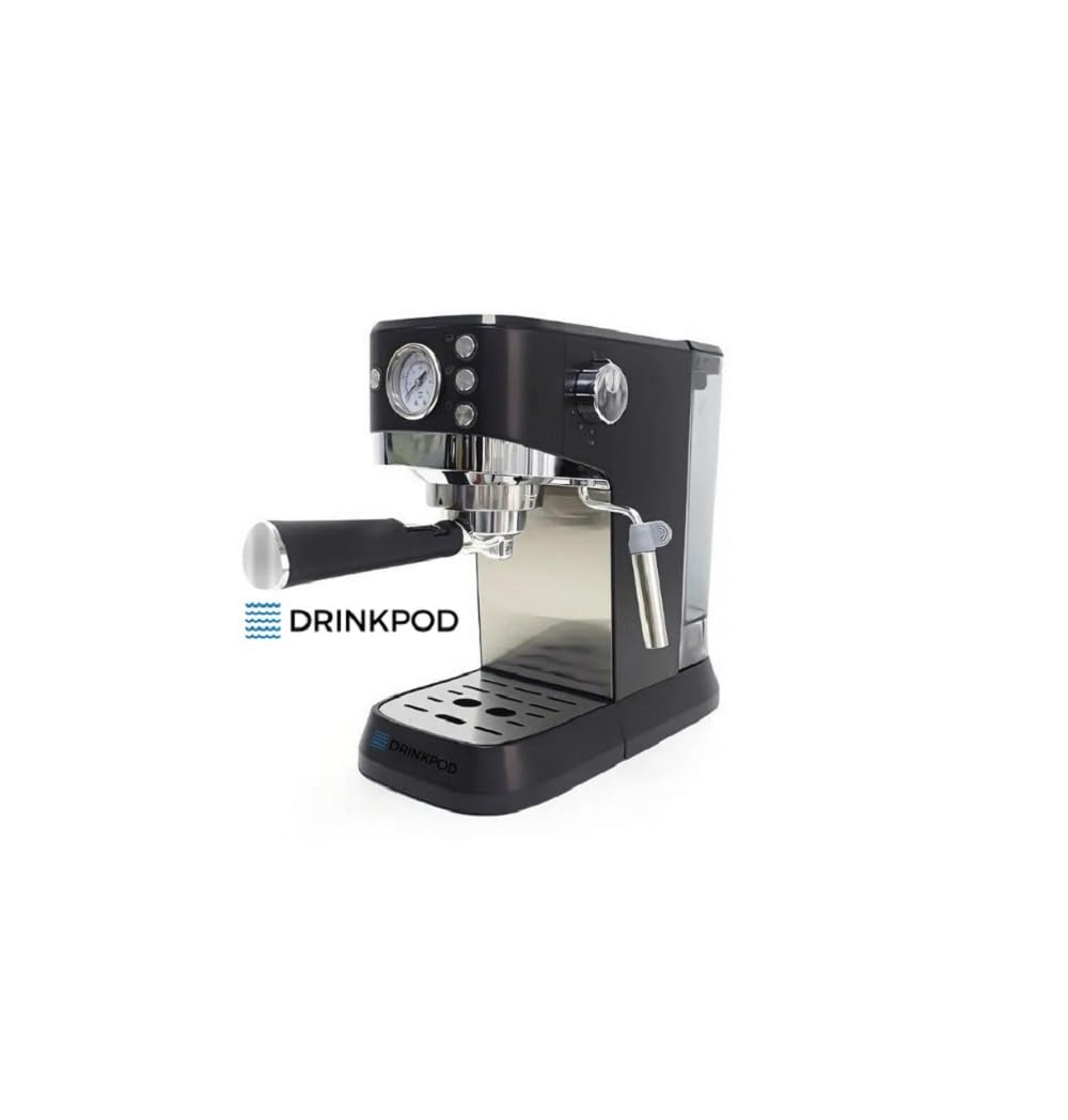 DRINKPOD 20 Bar Espresso Machine ? Coffee &amp; Espresso Maker Combo with Milk Frother Steam Wand, Stainless Steel Cup Plate, and 1.5L Removable Water Tank ? High Pressure Espresso Maker