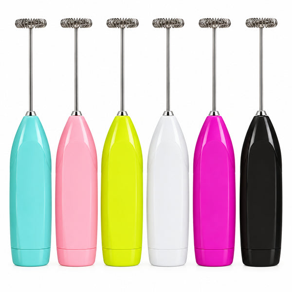 Automatic Food Grade Black White Electric Battery Handheld Milk Frother For Coffee