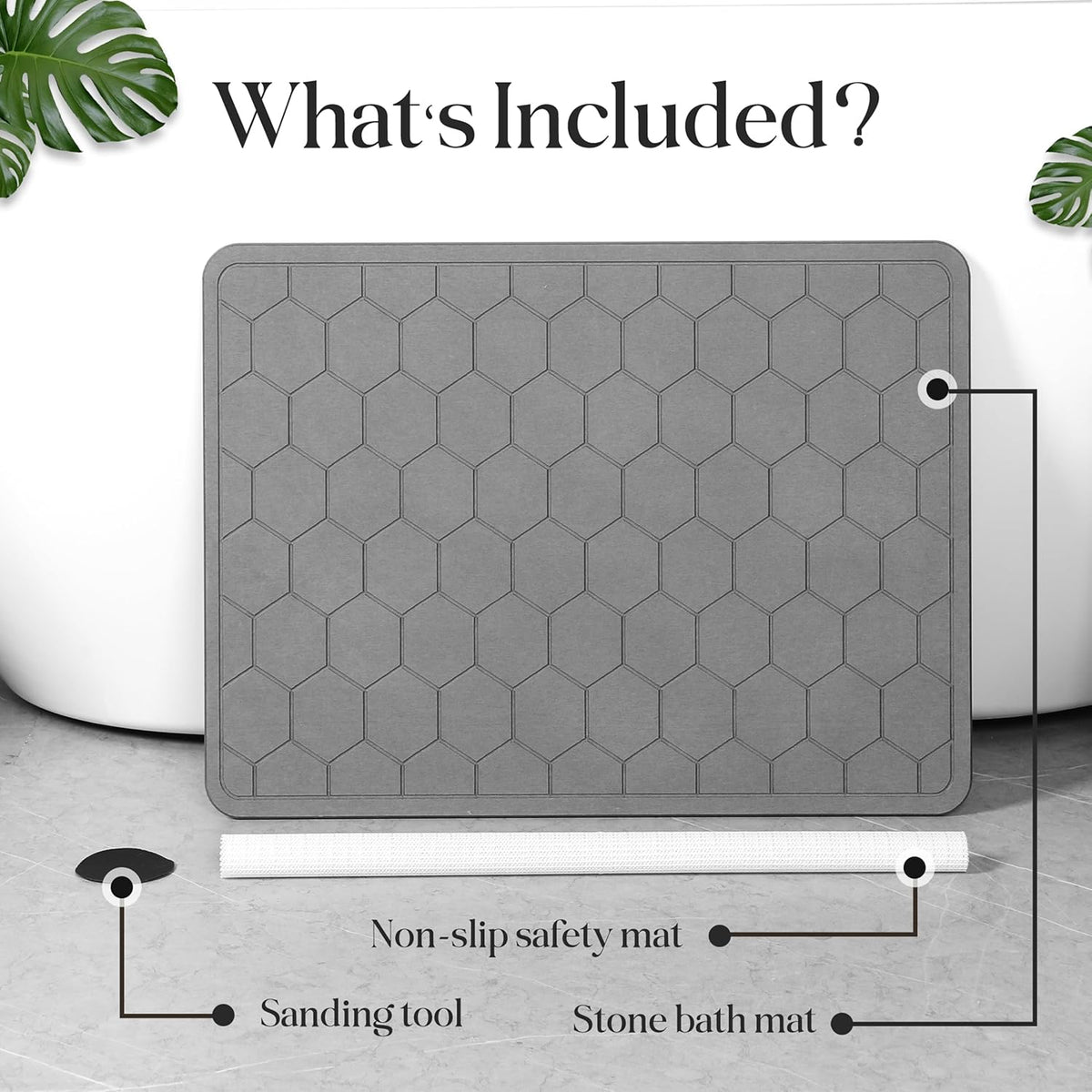 Stone Bath Mat Diatomaceous Earth Shower Mat Non-Slip Super Absorbent Bathroom Floor Mat Quick Drying Natural 23x15