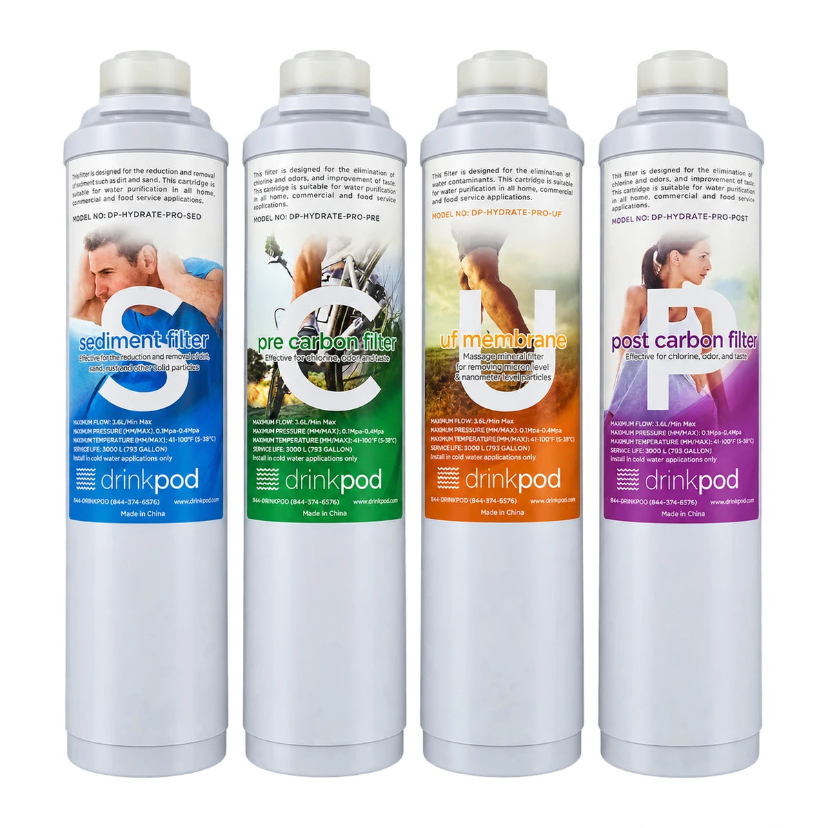 Drinkpod Hydrate ULTRA+3 replacement filter set, four pods