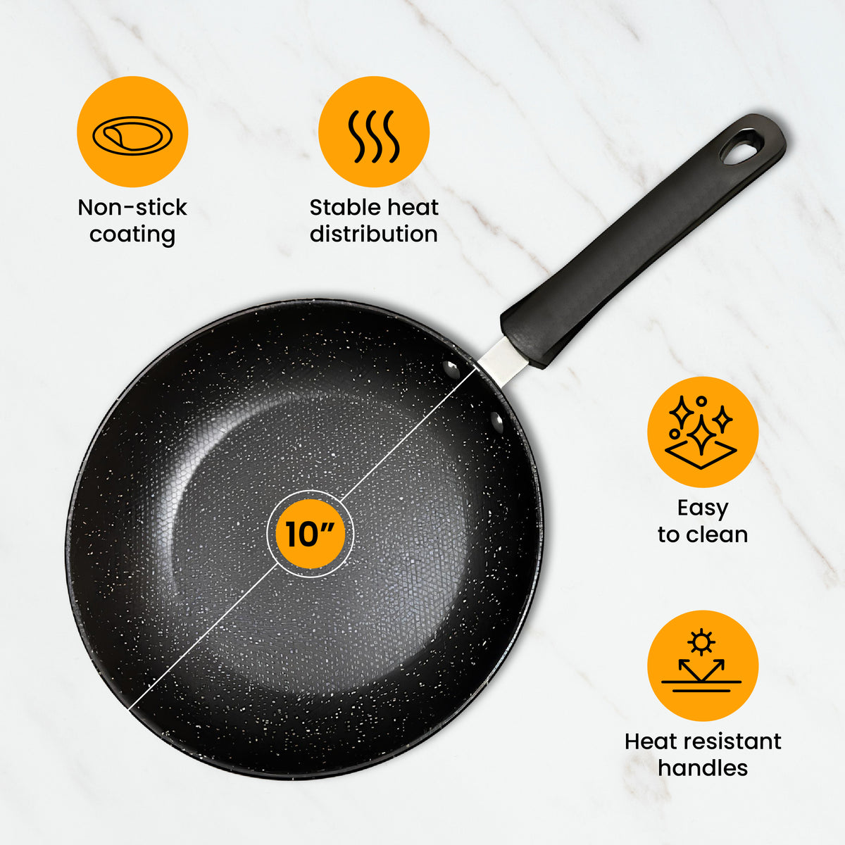 Drinkpod Nonstick Frying Pan 10 In Cooking Surface Marble Edition