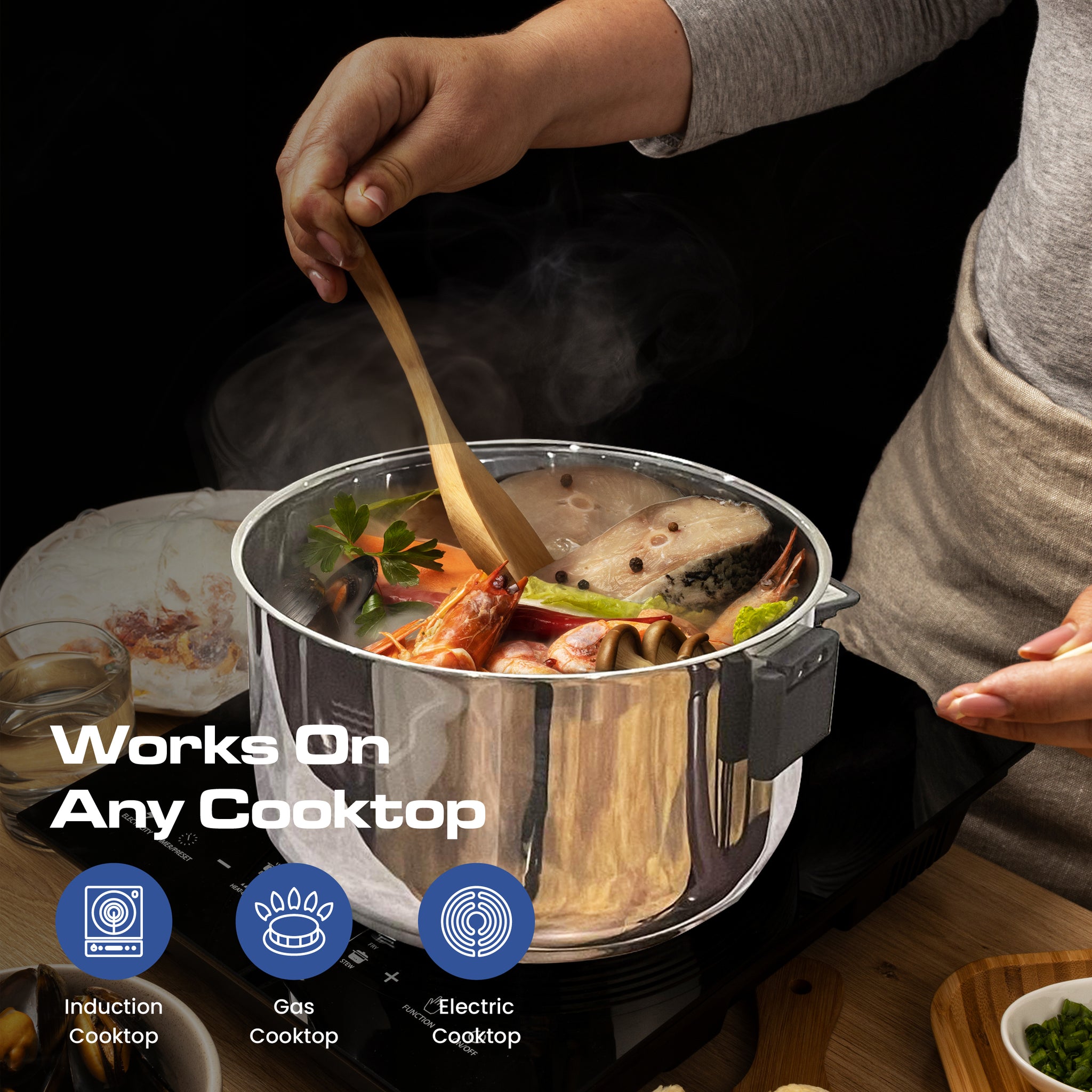 Induction Compatible Tea Cookware Nesting Stainless Steel Cookware Set, Induction Compatible,Suitable fo ...