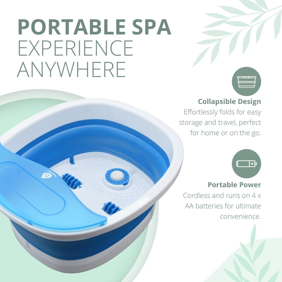 Collapsible Wireless Footbath Spa Massager | Portable Acupressure Massage with Adjustable Heat Settings | Compact for Travel and Home Use