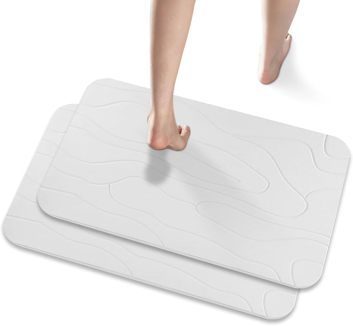 Stone Bath Mat Diatomaceous Earth Shower Mat Non-Slip Super Absorbent Bathroom Floor Mat Quick Drying Natural 23x15