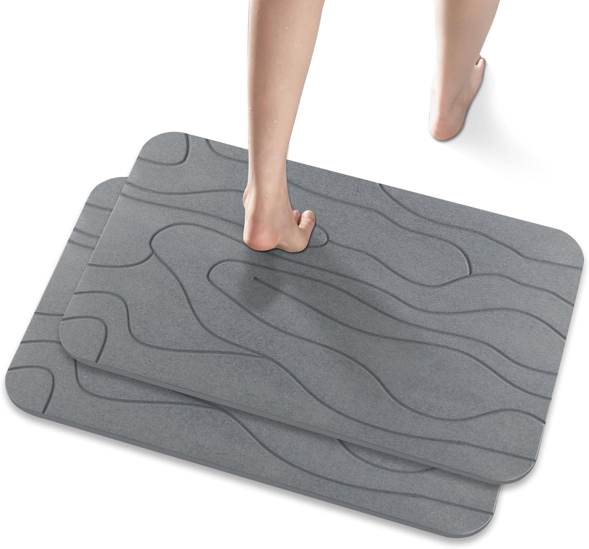 Stone Bath Mat Diatomaceous Earth Shower Mat Non-Slip Super Absorbent Bathroom Floor Mat Quick Drying Natural 23x15