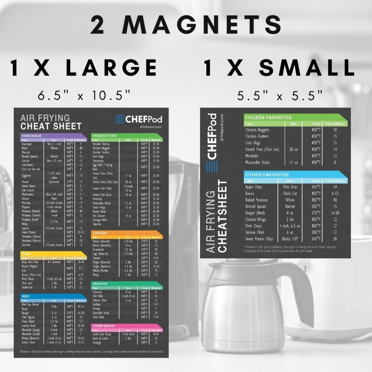 Air Fryer Magnetic Cheat Sheet Set, Cook Times Chart Air Fryer Accessories  Instant Pot Cheat Sheet, Magnet Sheet Quick Reference Guide for Cooking and