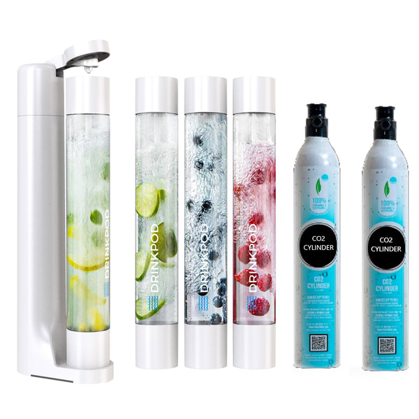 FizzPod Soda Maker + 2 CO₂ Cylinders