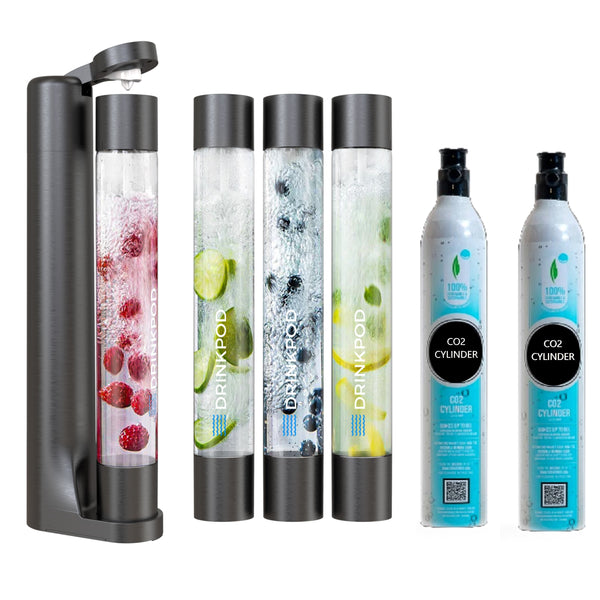 FizzPod Soda Maker + 2 CO₂ Cylinders