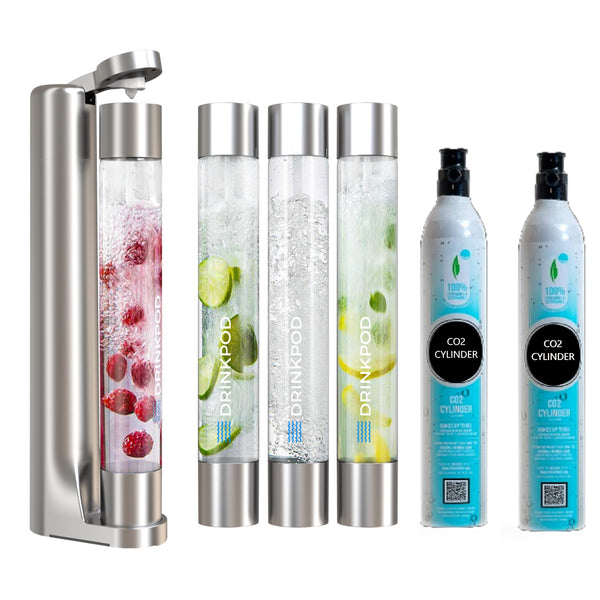 FizzPod Soda Maker + 2 CO₂ Cylinders