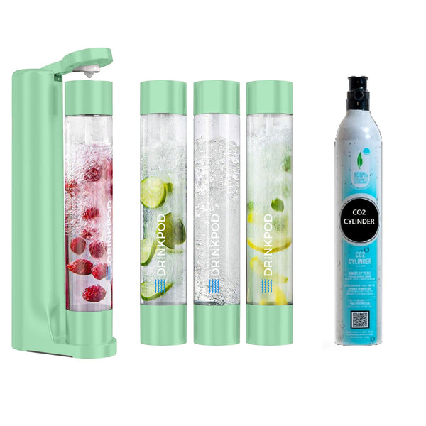 FizzPod Soda Maker + 1 CO₂ Cylinder