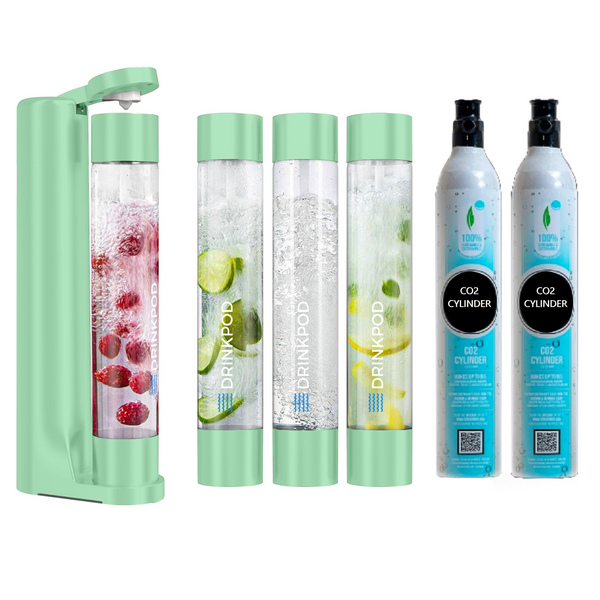 FizzPod Soda Maker + 2 CO₂ Cylinders