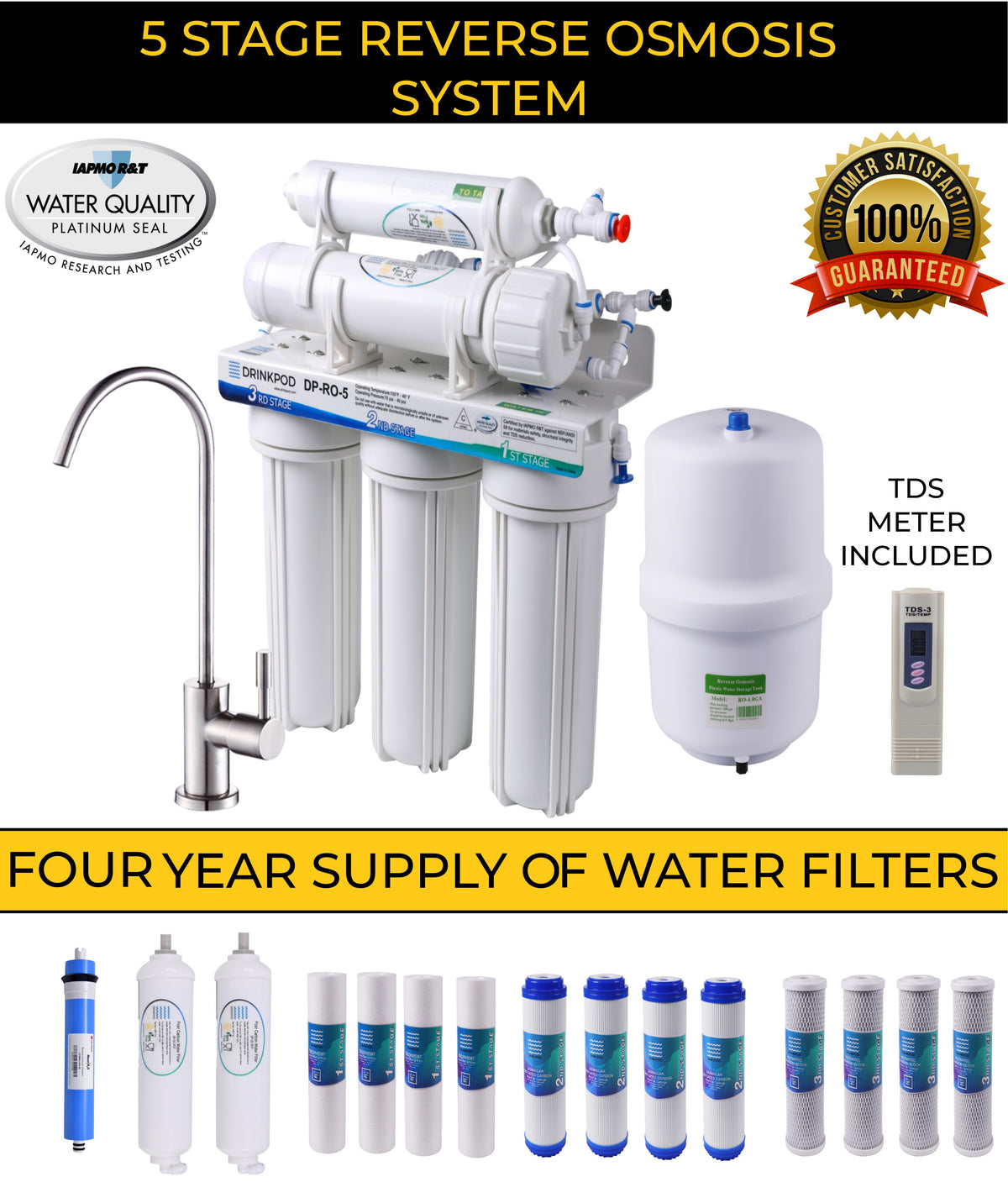 Reverse Osmosis 5 Stage Under Sink with Brushed Nickel Faucet