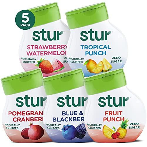 Stur Liquid Water Enhancer | Classic Variety | Sweetened with Stevia | High in Vitamin C &amp; Antioxidants | Sugar Free | Zero Calories | Keto | Vegan | 5 Bottles, Makes 120 Drinks