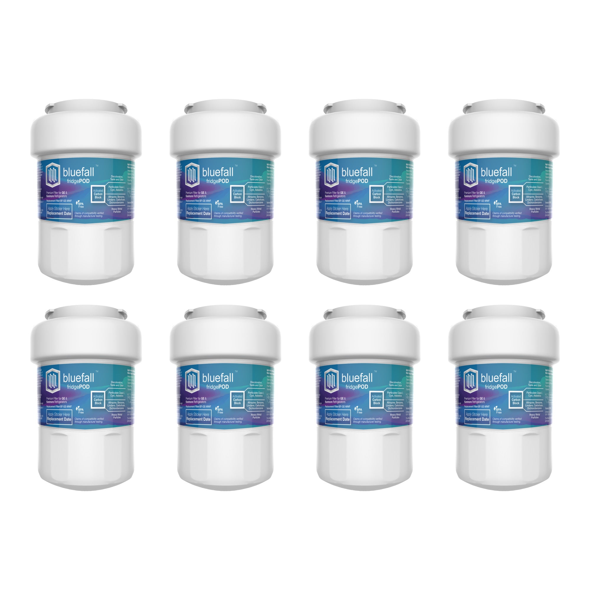 GE MWF Refrigerator Water Filter Compatible by Bluefall 8 Pack