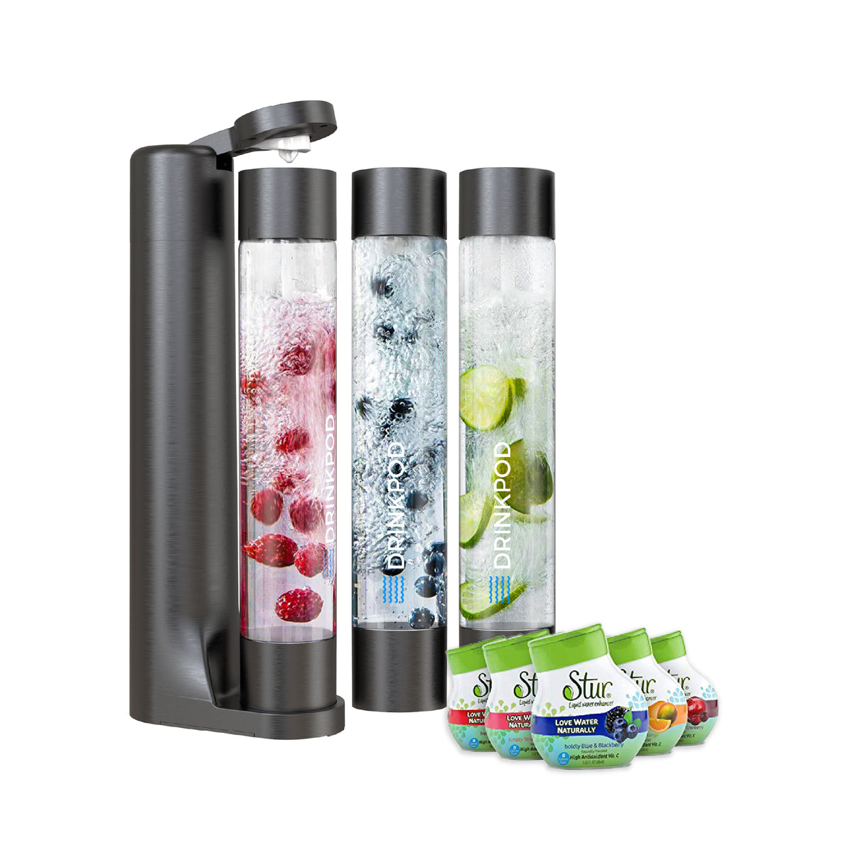FIZZPod 1+ Soda Maker + Stur Water Flavor Enhancemer Pack