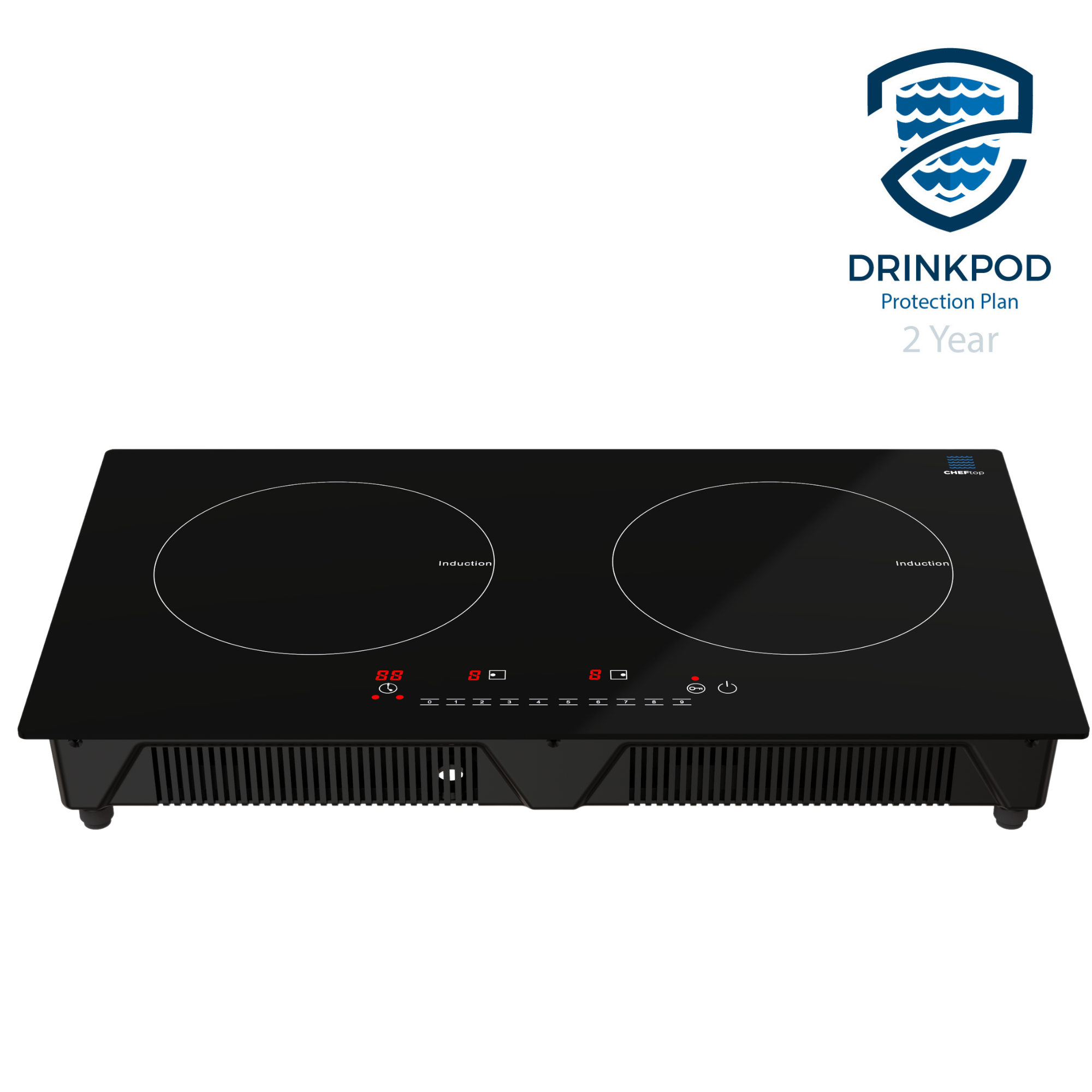 CHEFTop Dual Burner Induction Cooktop Horizontal Drinkpod