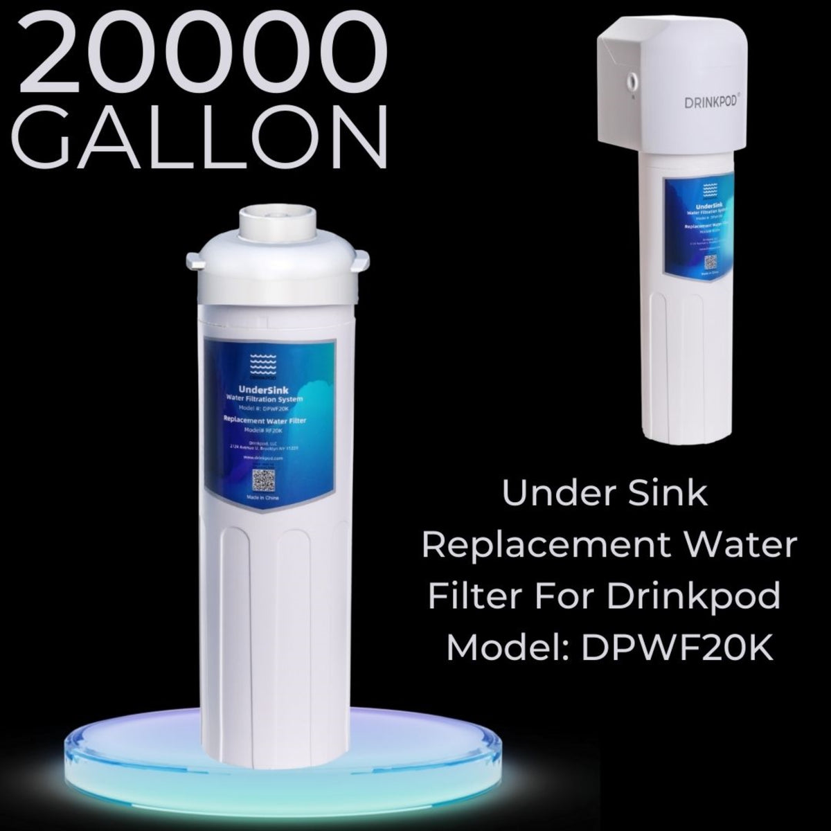 20,000 Gallon Replacement Water Filter For Under Sink Filtration System