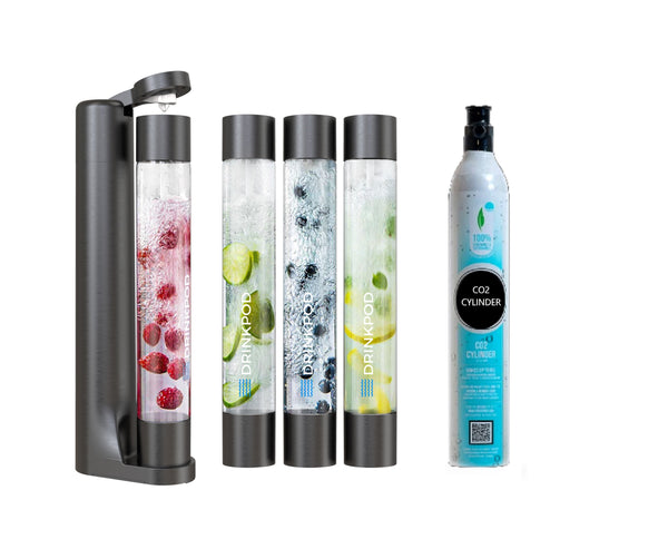 FizzPod Soda Maker + 1 CO₂ Cylinder