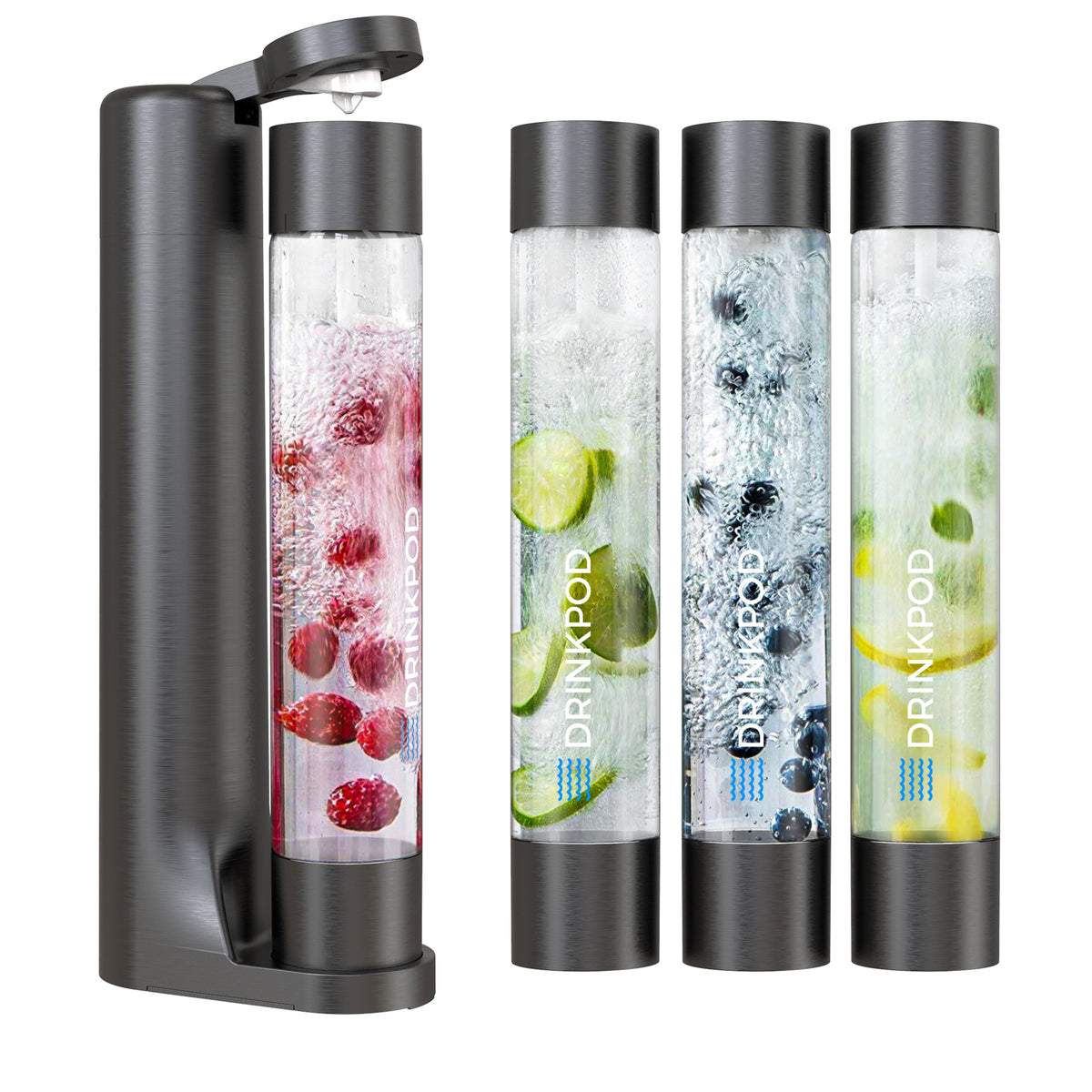 FIZZPod Soda Machine - Make Homemade Sparkling Water, Juice, Tea and Cocktail Drinks with Fruits &amp; Candy