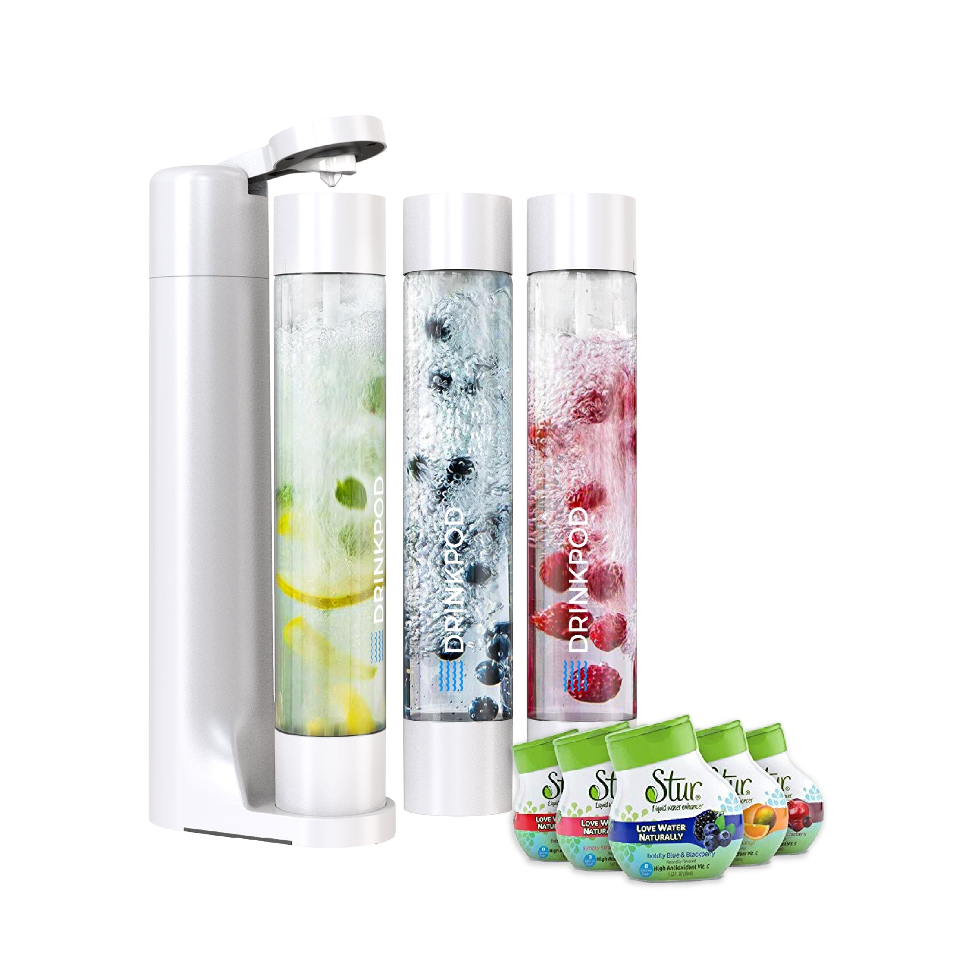 FIZZpod Soda Maker + Stur Water Enhancer Flavor Pack