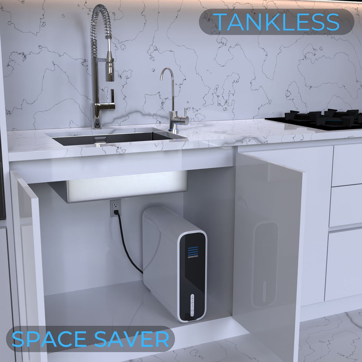 Drinkpod Tankless Reverse Osmosis Under Sink with Brushed Nickel Faucet