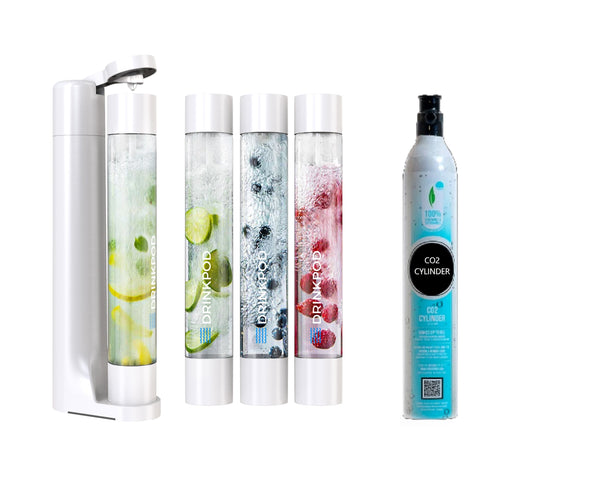 FizzPod Soda Maker + 1 CO₂ Cylinder